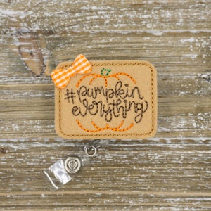 Pumpkin Spice Badge Reel Nurse, Fall Badge Reel Cute, ER Nurse Halloween ID Badge Holder, Interchangeable Badge Topper, Thanksgiving Badge,