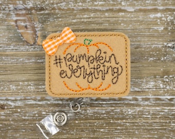 Pumpkin Spice Badge Reel Nurse, Fall Badge Reel Cute, ER Nurse Halloween ID Badge Holder, Interchangeable Badge Topper, Thanksgiving Badge,