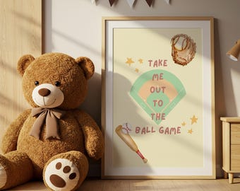 Honkbal kinderkamer print: Take Me Out to the Ball Game (digitale download)