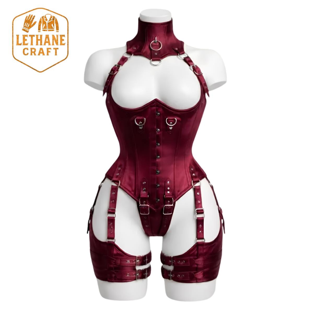 Satin Underbust Corset with Harness  Handmade Waist Cincher  Costume for Women  Gift For Her  Festival Rave Outfit