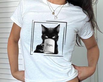 Nope Not Today Tee, Cat Mom T-shirt,Cute Cat Tee, Black Cat Shirt, Cat Lover T-Shirt, Womens Funny Sweatshirt, Gift for Cats Lover