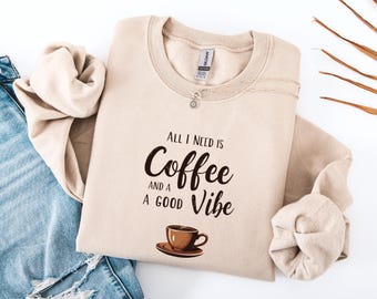 Trendy Coffee Sweatshirt: Coffee Shirt, Coffee Lover, Coffee Gift, Retro Vintage Style Graphic Tee, Mens, Womens Oversize