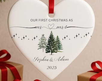 Mr Mrs Ornament - Wedding Gift - Personalized First Christmas Keepsake - Our 1st Christmas Mr & Mrs Ornament - Housewarming Mr And Mrs Idea