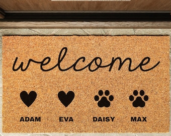 Custom Family Doormat Custom Dog Doormat Dog Gift Ideas for Dog Lovers Housewarming Gifts for Dog Owner Gift Dog Door Mat Dog Mom Doormat