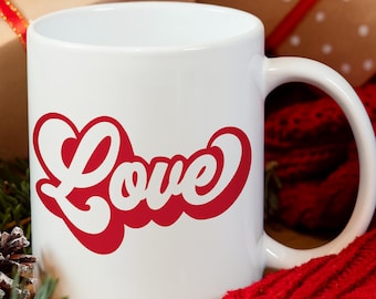 Love Coffee Mug, Valentine Gift Mug, Romantic Love Mug, Cute Heart Design Mug, Anniversary Gift Cup, Minimal Love Mug