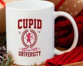 Cupid University Mug, Cupid Est 1415 College Style Coffee Mug, Valentine Gift Mug, Romantic Campus Aesthetic Mug