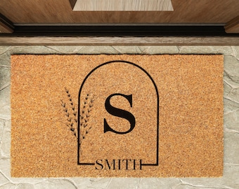 Floral Monogram Custom Doormat, Personalized Housewarming Gift, New Home Gift, Welcome Door Mat, Home Decor, Last Name Family Mat,Home Gifts