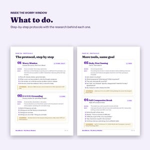 Stop Overthinking Guide, Daily Worry Time Method, Printable Anxiety Worksheet PDF image 3