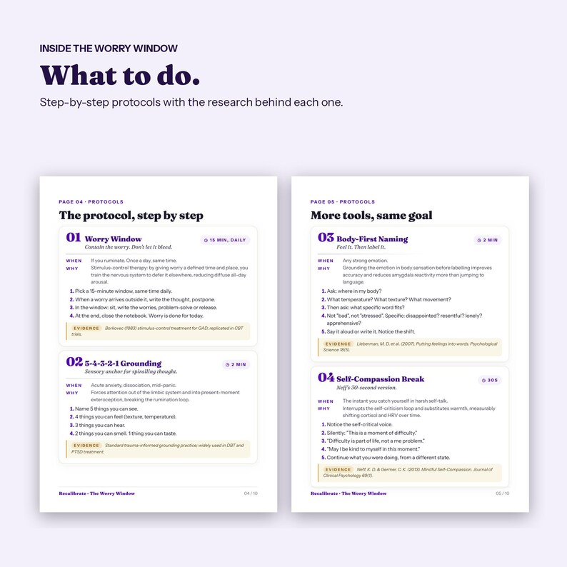 Stop Overthinking Guide, Daily Worry Time Method, Printable Anxiety Worksheet PDF image 3
