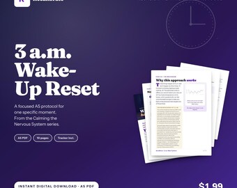 3am Wake Up Guide, What To Do When You Can't Fall Back Asleep, Printable Sleep PDF