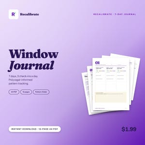 Diário da Janela de Tolerância, Rastreador do Sistema Nervoso de 7 Dias, Diário de Humor Imprimível em PDF imagem 1