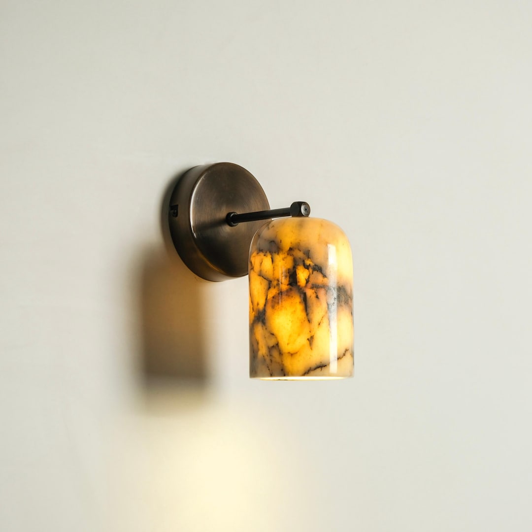 Chic Marble Wall Sconce, Luxury Bedroom Wall Lighting, Modern Vanity ...