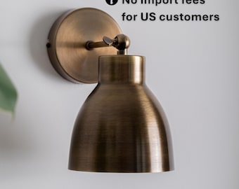 Aged Brass Wall Sconce Lighting, Adjustable Wall Sconce, Mid-Century Wall Lamp with Plug-In, Industrial Wall Light, Bedside Wall Lighting