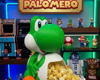 Balde de Pipoca Yoshi Palomera STL | Inspirado no Super Mario | Decoração para Quarto Gamer | Porta-lanches Impresso em 3D | Presente Estilo Nintendo | Arquivo digital