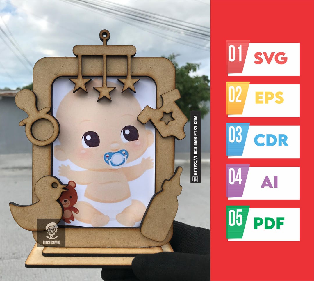Personalized Baby Photo Frame SVG, Laser Cut Baby Birth Frame, Unique ...