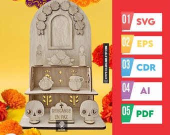 Day of the Dead Altar SVG – Laser Cut File Offering Kit / DIY Mexican Niche | Day of the Dead / Laser Cut File Offering #2