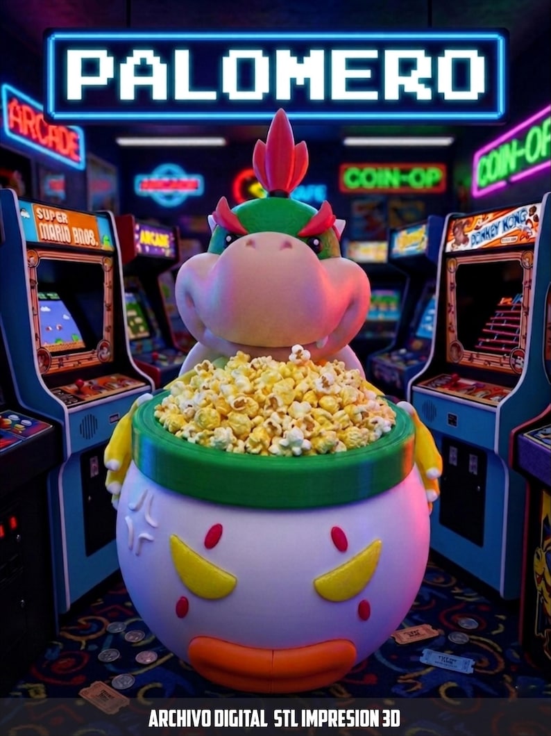 Bowser Jr. Popcorn Popcorn Digital File STL | Super Mario Inspired | Gamer Room Decor | 3D Printable Digital File