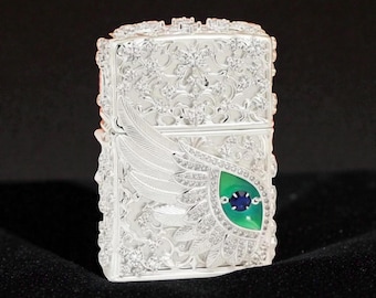 Zapalniczka Zippo Angel Wing – kryształowy wzór Iced Out, luksusowy przedmiot kolekcjonerski Guardian Eye, prezent dla niego lub dla niej