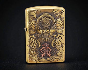 One Piece Zippo Lighter – Luffy Gear 5 Engraved Design | Custom Anime Zippo Gift & Manga Collectible for One Piece Fans and Collectors