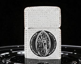 Zapalniczka Zippo Constantine – kryształowy wzór religijny, medalion z ochroną kryształową, duchowy prezent z błogosławieństwem dla niego lub dla niej