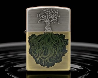 Zapalniczka Zippo Armor „Drzewo Życia” – Głęboko grawerowany wzór z żywiczną wkładką | Wyjątkowy symboliczny prezent Zippo dla niego, przedmiot kolekcjonerski