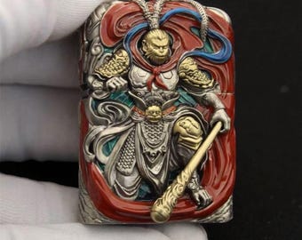 Zapalniczka Zippo Sun Wukong – grawerowany wzór 3D z Królem Małp | Wykończenie w kolorze antycznego srebra, wiatroodporna, kolekcjonerska zapalniczka dla fanów mitologii