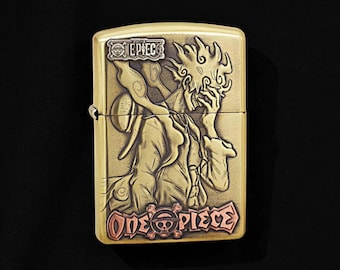 Zapalniczka Zippo One Piece – grawerowany wzór Luffy Gear 5 | Niestandardowy prezent Zippo w stylu anime, kolekcjonerski prezent dla fana mangi dla niego lub dla niej