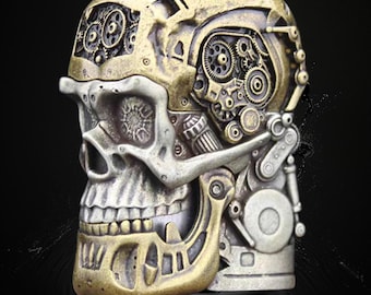 Zapalniczka Steampunk Skull – Vintage Metal Gear Design, kolekcjonerska, wiatroodporna, wielokrotnego użytku zapalniczka dla mężczyzn, wyjątkowy dodatek do palenia