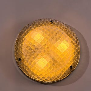 Vintage Fischer Leuchten Flush Mount Light | 1970s Textured Glass Ceiling Fixture (3-Light)