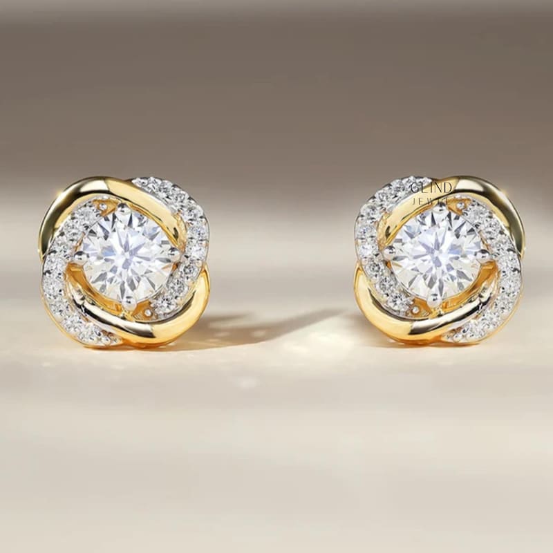 TWO TONE DOUBLE CURVE STUD EARRING main image 1