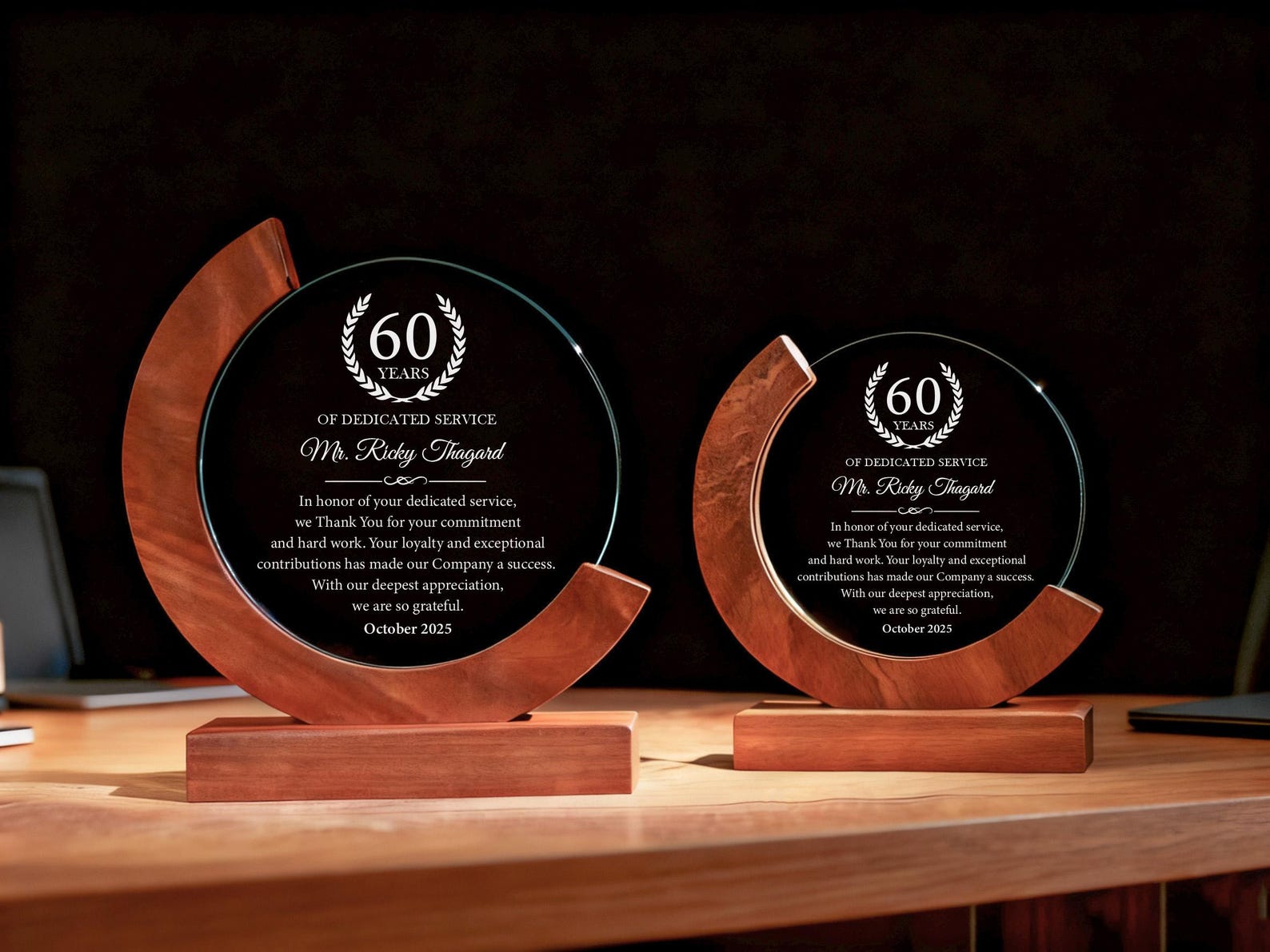 60 Years of Dedicated Service Award, Personalized Employee Crystal ...