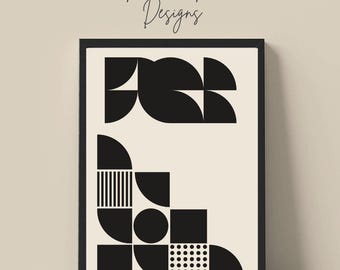 Silent Form I – Black & Beige Abstract Geometric Poster – Minimalist Digital Poster – Contemporary Printable Wall Art