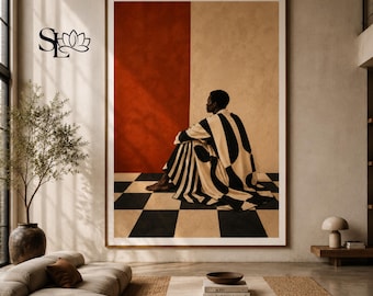 CONTEMPLATION | Minimalist Contemporary Poster | Black Terracotta Wall Art | Modern Living Room Decor | Limited Edition of 20 Copies