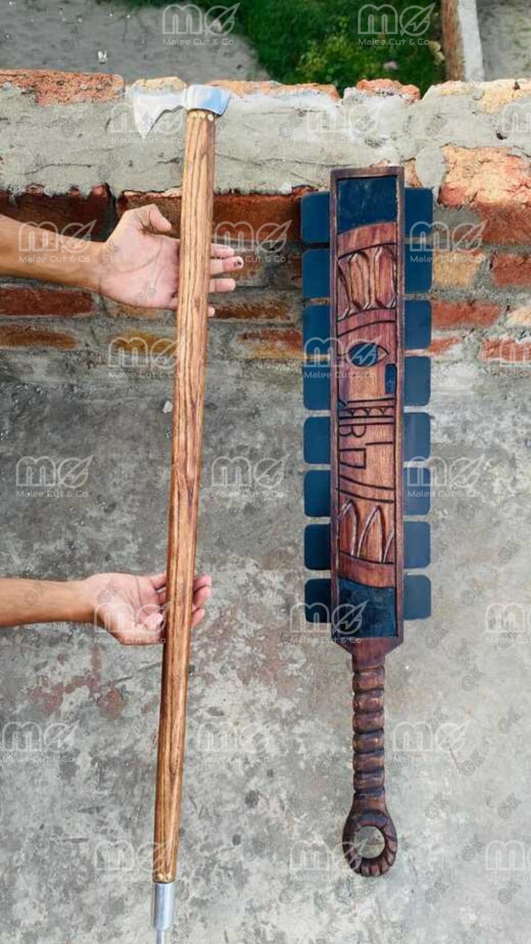 Handmade Macuahuitl Aztec Club - Decorative Aztec Sword + Walking Stick ...