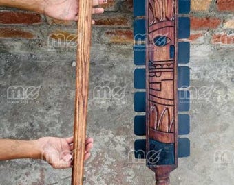 Handmade Macuahuitl Aztec Club - Decorative Aztec Sword + Walking Stick Axe Antique Macuahuitl Arts - Unique Gift for Him