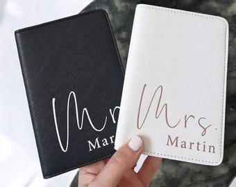 Couple Passport Holder & Luggage Tag, Custom Leather Passport Cover, Honeymoon gift, Gifts for Couples, Travel Gift, Wedding Gift Idea
