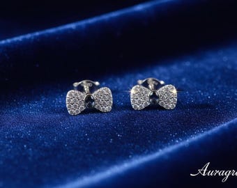 Bow Stud Earrings | Ribbon Studs Earrings | Small Sparkly Gift for Her | Sweet Minimalist Jewelry
