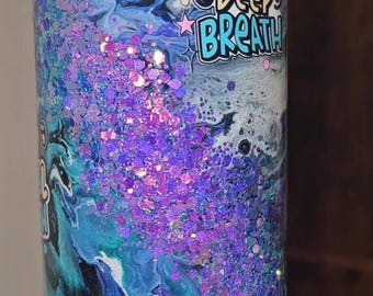 20 oz Skinny Glittered Tumbler - Mental Health