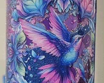 Hummingbird Glittered Tumbler - 20 Oz