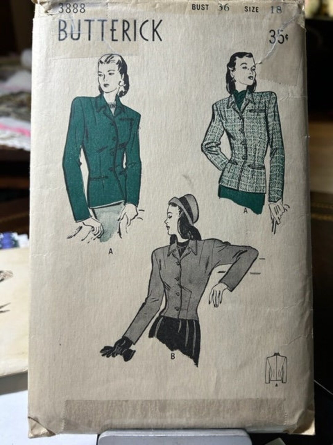 Vintage 1940's Butterick 3888 Tailored Jacket Pattern Fashion Sewing - Etsy