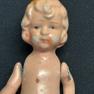 Antique Bisque Girl Doll 4 1/4&quot; Tall Made In Japan Doll House Miniature