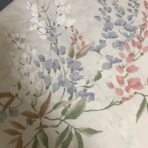 Vintage Springmaid Double Bed Flat Sheet Off White Floral No Iron