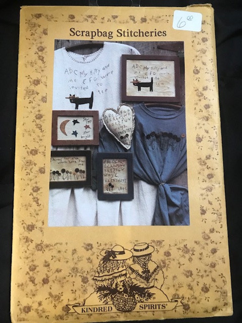 Scrapbag Stitcheries Pattern Hand Embroidery Cat Alphabet Flowers Moon Stars Kindred Spirits