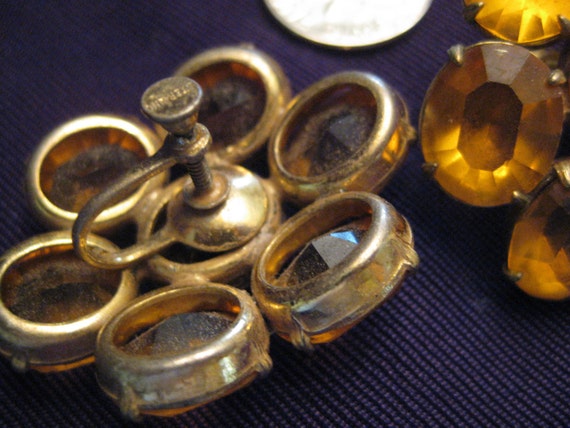 Elegant Vintage Amber Screw-On Earrings - image 2