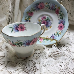 FOLEY CORNFLOWER Bone China Cup and Saucer England