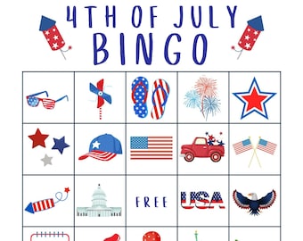 Paquete de actividades del 4 de julio: incluye bingo, búsqueda de palabras, búsqueda del tesoro y juego de palabras