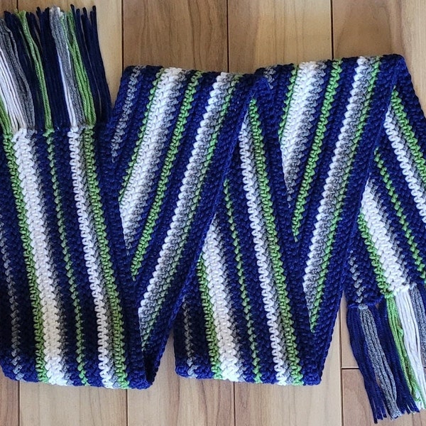 Crochet Scarf Pattern, Makalya Scarf, Seahawks Fan Scarf, Crochet Pattern, Crochet Scarf Pattern