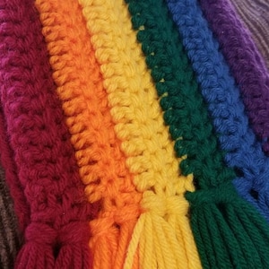 Bright Rainbow Scarf, crochet