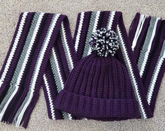 Patrón de bufanda y gorro de crochet, talla adulto/adolescente (patrón en PDF) (Leah)