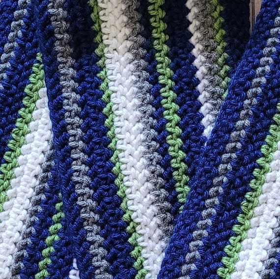 Crochet Makayla Scarf Pattern, Easy Stripes for Seahawks Fans (PDF